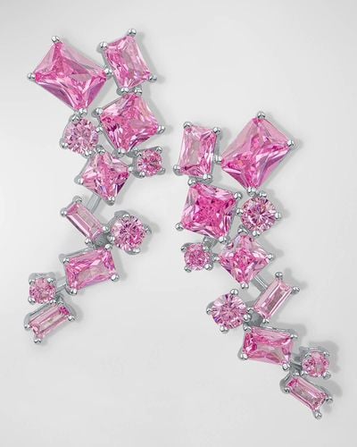 Kenneth Jay Lane Multi Shape Cubic Zirconia Scatter Crawler Earrings, 16Tcw - Pink