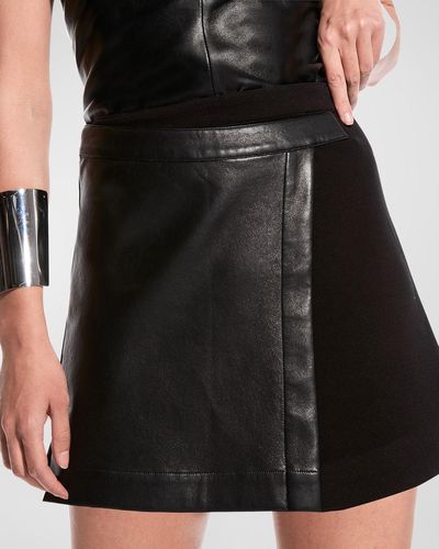 AS by DF Vera Leather Wrap Mini Skirt - Black
