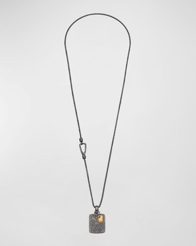 Marco Dal Maso Oxidized And 18K Pendant Necklace With Diamond - White