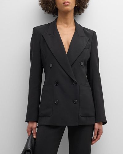 Argent Chelsea Double-breasted Stretch Crepe Blazer - Black
