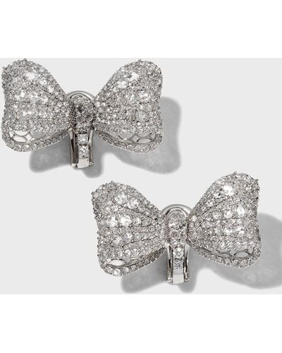 Staurino 18k White Gold Couture Diamond Bow Earrings - Gray
