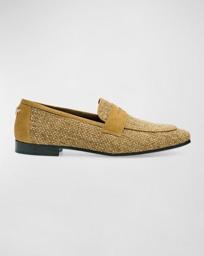 Bougeotte Bicolor Flat Penny Loafers - Natural