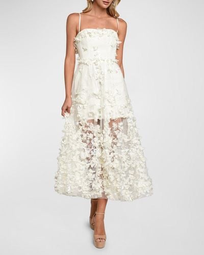 HELSI Audrey Embroidered Floral Applique Midi Dress - White