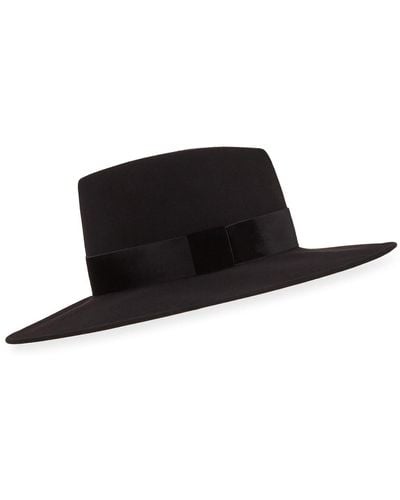 Eugenia Kim Harlowe Wool Panama Hat W/ Velvet Ribbon - Black