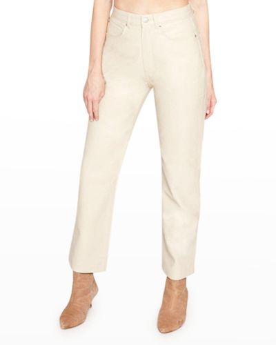 Blue Revival Faux Leather Straight Cropped Pants - Natural