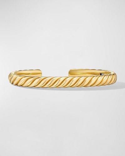 David Yurman Sculpted Cable Cuff Bracelet In 18k Gold, 7mm - Metallic