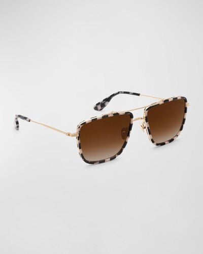 Krewe Vail Titanium Aviator Sunglasses - Brown