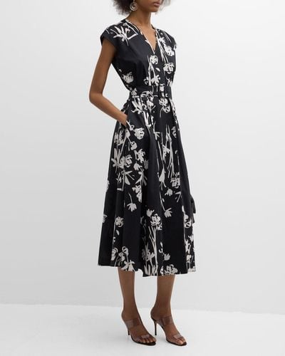 Marella Taxi Belted Floral-Print Midi Wrap Dress - White