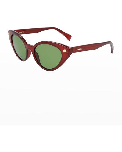 Lanvin Dramatic Plastic Cat-Eye Sunglasses - Multicolor