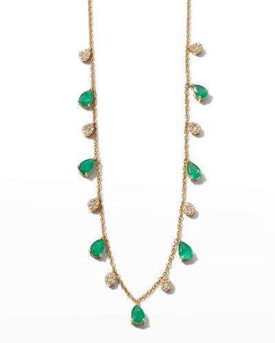 Siena Jewelry Pear Emerald And Diamond Shaker Necklace - White