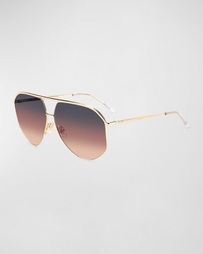 Isabel Marant Angular Stainless Steel Aviator Sunglasses - White