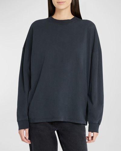 The Row Dolino Long-Sleeve Cotton Top - Blue