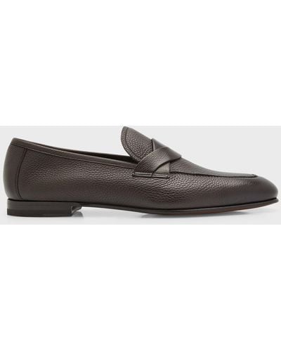 Tom Ford Sean Grain Leather Twisted Band Loafers - Multicolor