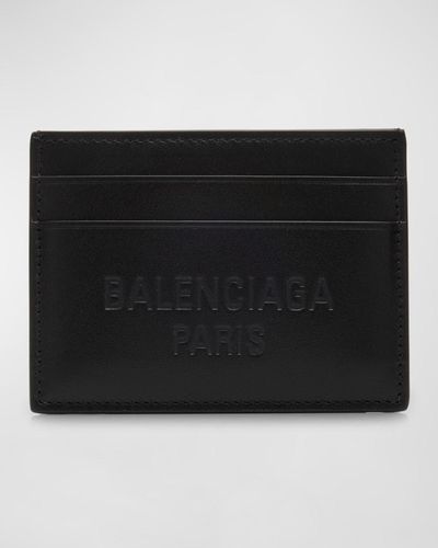 Balenciaga Duty Free Embossed Logo Leather Card Holder - Black