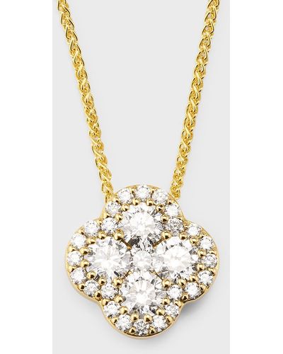 Neiman Marcus 18k Gold Gh/si Diamond Pendant On 18" Chain, 1.37tcw - Metallic