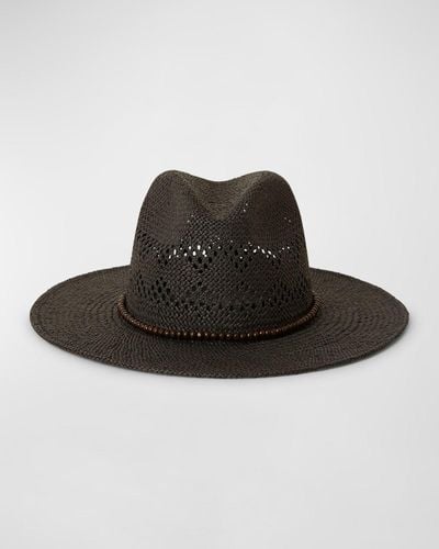BTB Los Angeles Lucy Straw Fedora With Beaded Band - Black