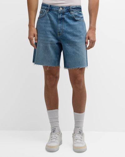 FRAME Vintage Raw-Hem Denim Shorts - Blue