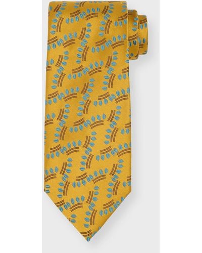 Charvet Vine Jacquard Silk Tie - Yellow