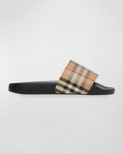 Burberry Furley Vintage Check Slide Sandals - White