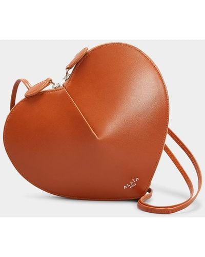 Alaïa Heart Leather Shoulder Bag - Orange