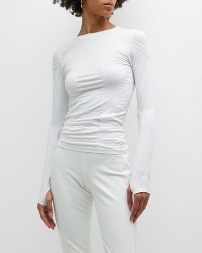 BLANC NOIR Magnetic Long-sleeve Mesh Top - White