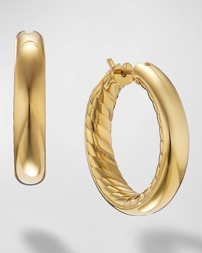 David Yurman Sculpted Cable Hoop Earrings In 18k Gold, 5mm, 1"l - Metallic