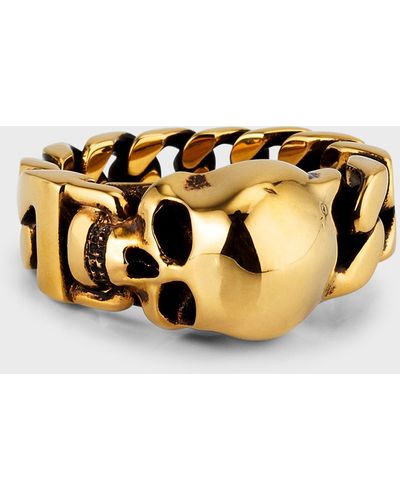Alexander McQueen Skull Chain Ring - Metallic