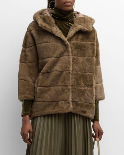 Kelli Kouri Hooded Faux Fur Jacket - Brown