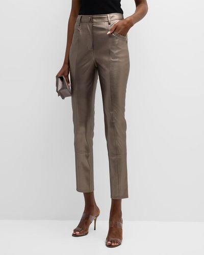 MILLY Rue Faux Leather Skinny Pants - Metallic