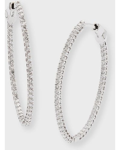 Neiman Marcus 18k White Gold Diamond Hoop Earrings, 1.5tcw - Multicolor