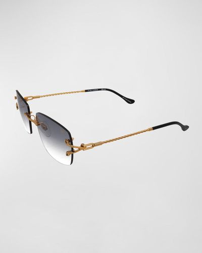 Vintage Frames Company Vf Bal Harbour Rectangle Rimless Sunglasses - Metallic