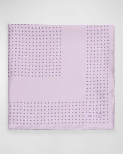Tom Ford Mulberry Silk Polka Dot-Print Pocket Square - Purple