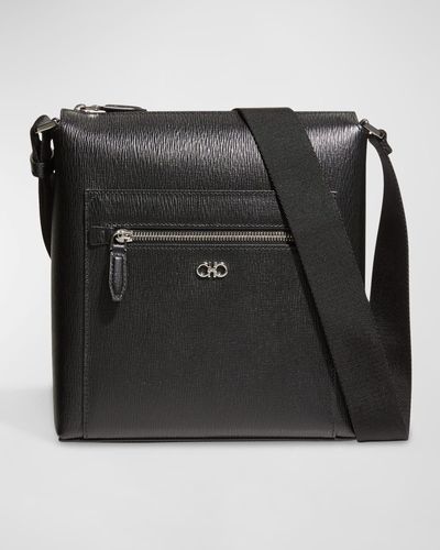 Ferragamo Gancini Leather Shoulder Bag - Black