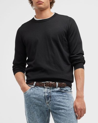 Brunello Cucinelli Wool-Cashmere Crewneck Sweater - Black
