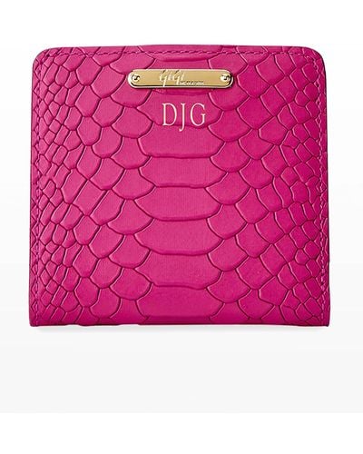 Gigi New York Python-embossed Leather Mini Folding Wallet - Pink