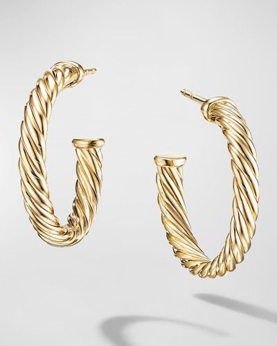 David Yurman Cablespira Hoop Earrings In 18k Gold, 0.75"l - Metallic