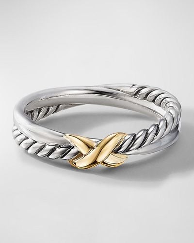 David Yurman Petite X Ring In Silver With 18k Gold, 4mm - Gray