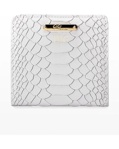 Gigi New York Python-Embossed Leather Mini Folding Wallet - Gray