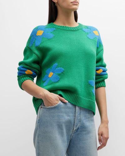 Rails Zoey Crewneck Flower Sweater - Green