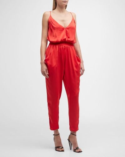 Ramy Brook Holly Satin Jumpsuit - Red