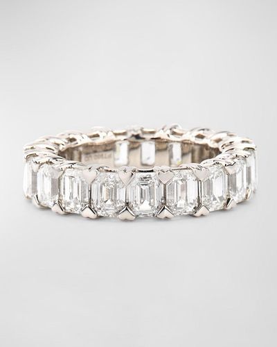 Neiman Marcus Lab Grown Diamond Platinum Emerald Cut Eternity Ring, 7.0Tcw, Size 7 - Multicolor