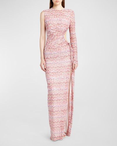 Missoni Snake Raschel Maxi Dress With Cutout - Pink