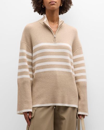 Rails Tessa Striped Zip Sweater - Natural