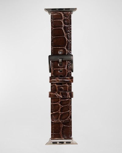 Abas Apple Watch Alligator-Leather Watch Strap, Space Finish - Brown