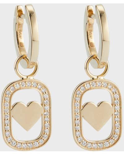 Sydney Evan Open Icon Happy Face And Heart Diamond Earrings - Metallic