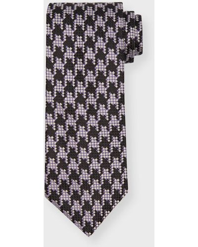 Tom Ford Exploded Houndstooth Silk Tie - White