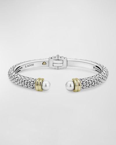 Lagos Luna Pearl 2-tone Cuff Bracelet - Metallic
