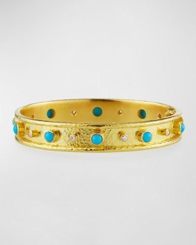 Elizabeth Locke 19k Sleeping Beauty Turquoise & Diamond Bangle - Yellow