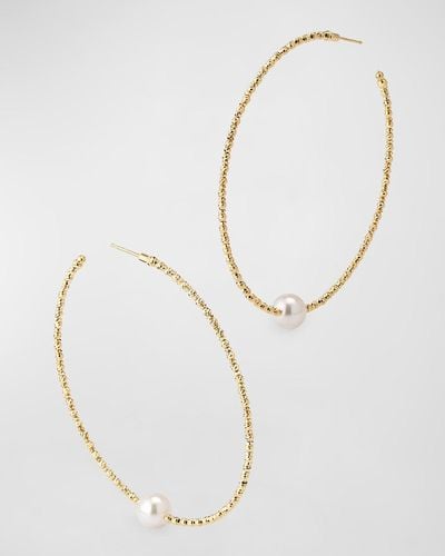 Pearls By Shari 18K Large Pearl Hoop Earrings - White