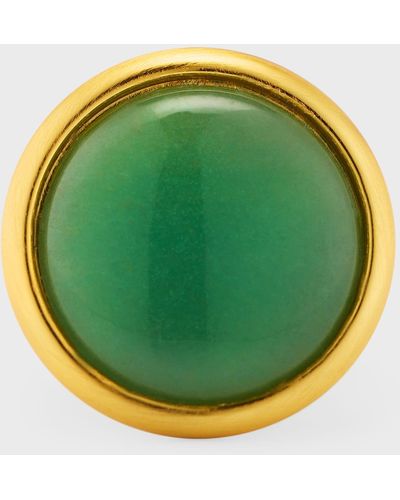 Nest Brushed-Plated Jade Aventurine Adjustable Ring - Green